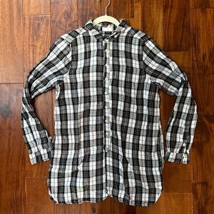 CP Shades Double Cotton Plaid Button Down Tunic Blouse